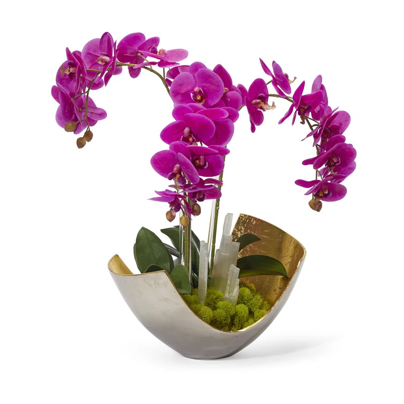 Faux Silk Orchid Arrangement in Vase | Wayfair North America