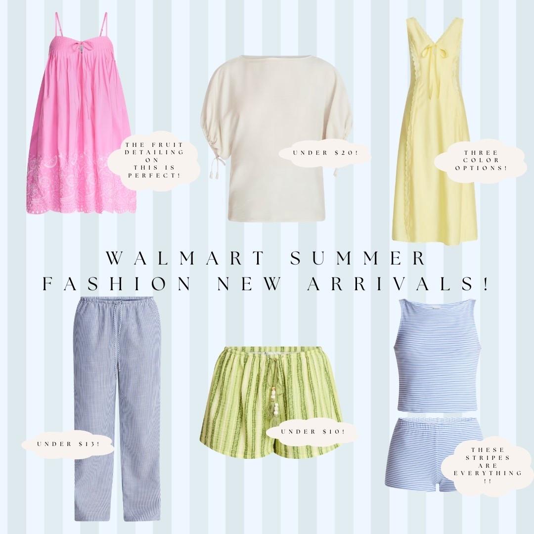 Walmart’s summer new arrivals are giving major cute and affordable 🍉 From the fruit-print smock dress to a $20-and-under puff-sleeve top, a scalloped dress in three colors, striped pants under $13, and tassel shorts under $10 — these pieces are perfect for building an easy summer wardrobe. All linked!

#LTKfindsunder50 #LTKstyletip #LTKSeasonal

#LTKdayinmylife #LTKgrwm #LTKootd
