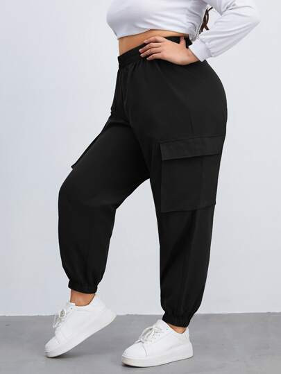 Plus Flap Pocket Cargo Pants | SHEIN