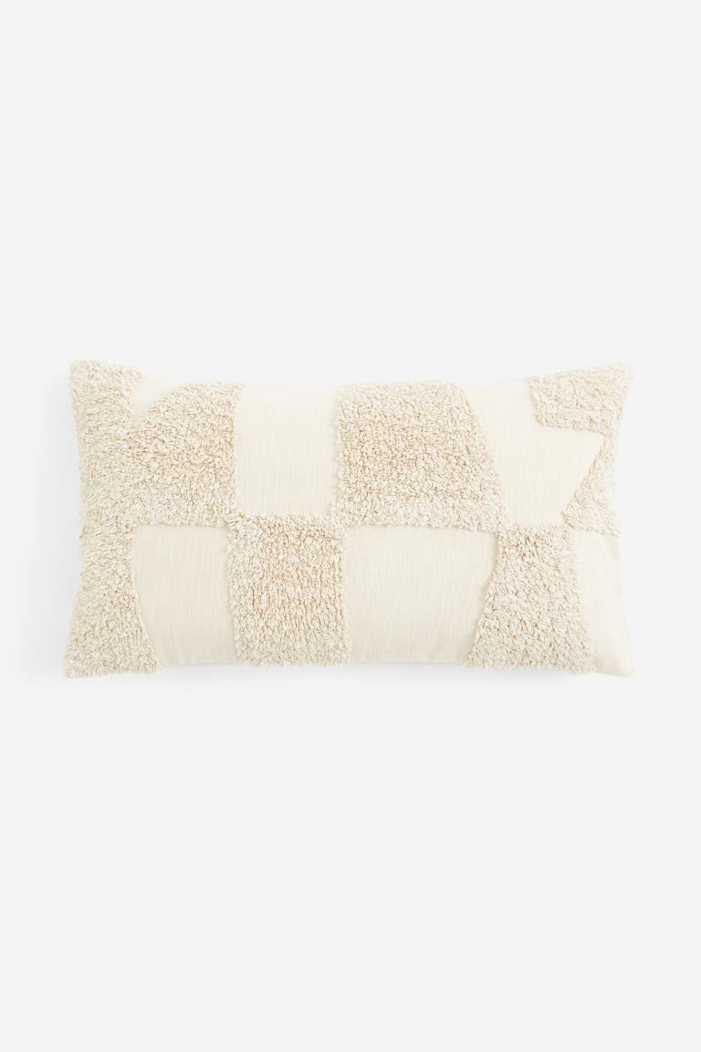 Tufted Cotton Cushion Cover - White/checked - Home All | H&M US | H&M (US + CA)