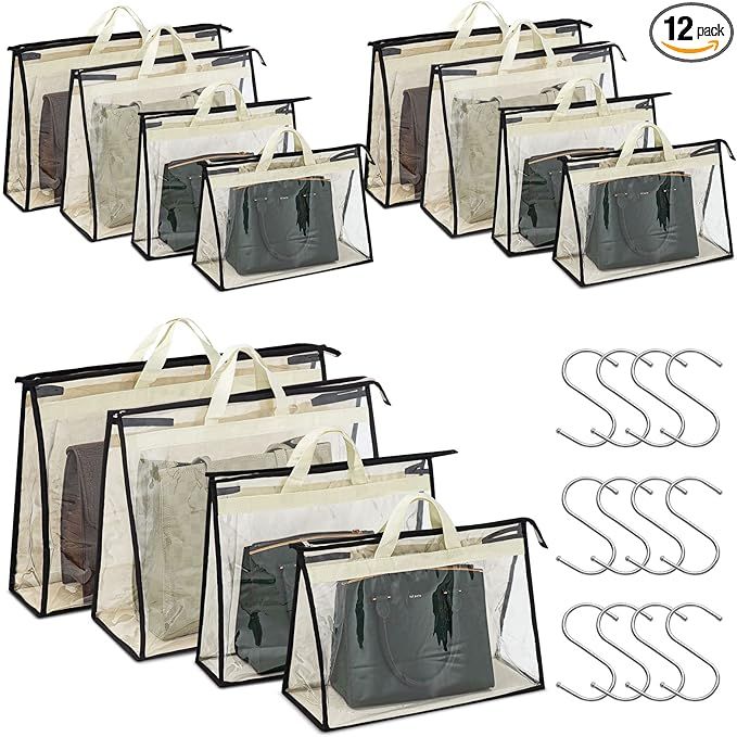 Interesse 12 Packs Dust Bags for Handbags, Clear Handbag Storage, Purse Storage Organizer for Clo... | Amazon (US)