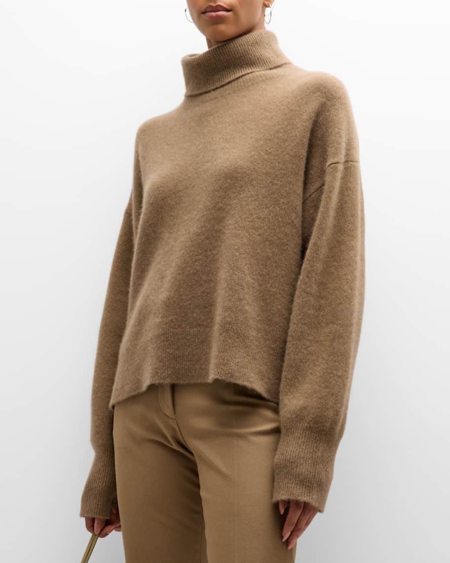 Turtleneck Brushed Cashmere Sweater | Neiman Marcus
