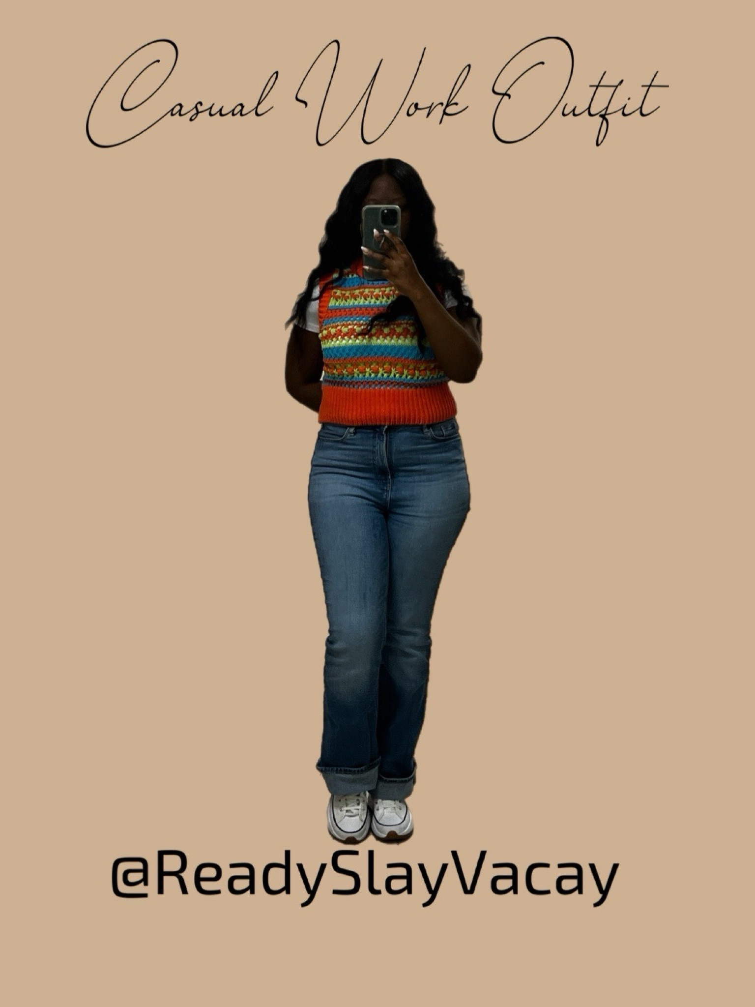 Knit / crochet vest: size M
White T-Shirt: size M
Blue jeans: size 6
White converse: size 6

Top // shirt // tank top // denim // sneakers // shoes // tee // shirt // spandex // spring outfit 

#LTKfindsunder100 #LTKstyletip #LTKworkwear