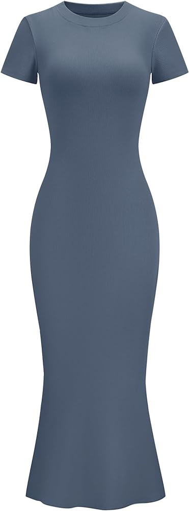 LOMON Women Fishtail Hem Ribbed Maxi Dresses Summer Casual Stylish Y2k Sexy Fitted Lady Elegant C... | Amazon (US)