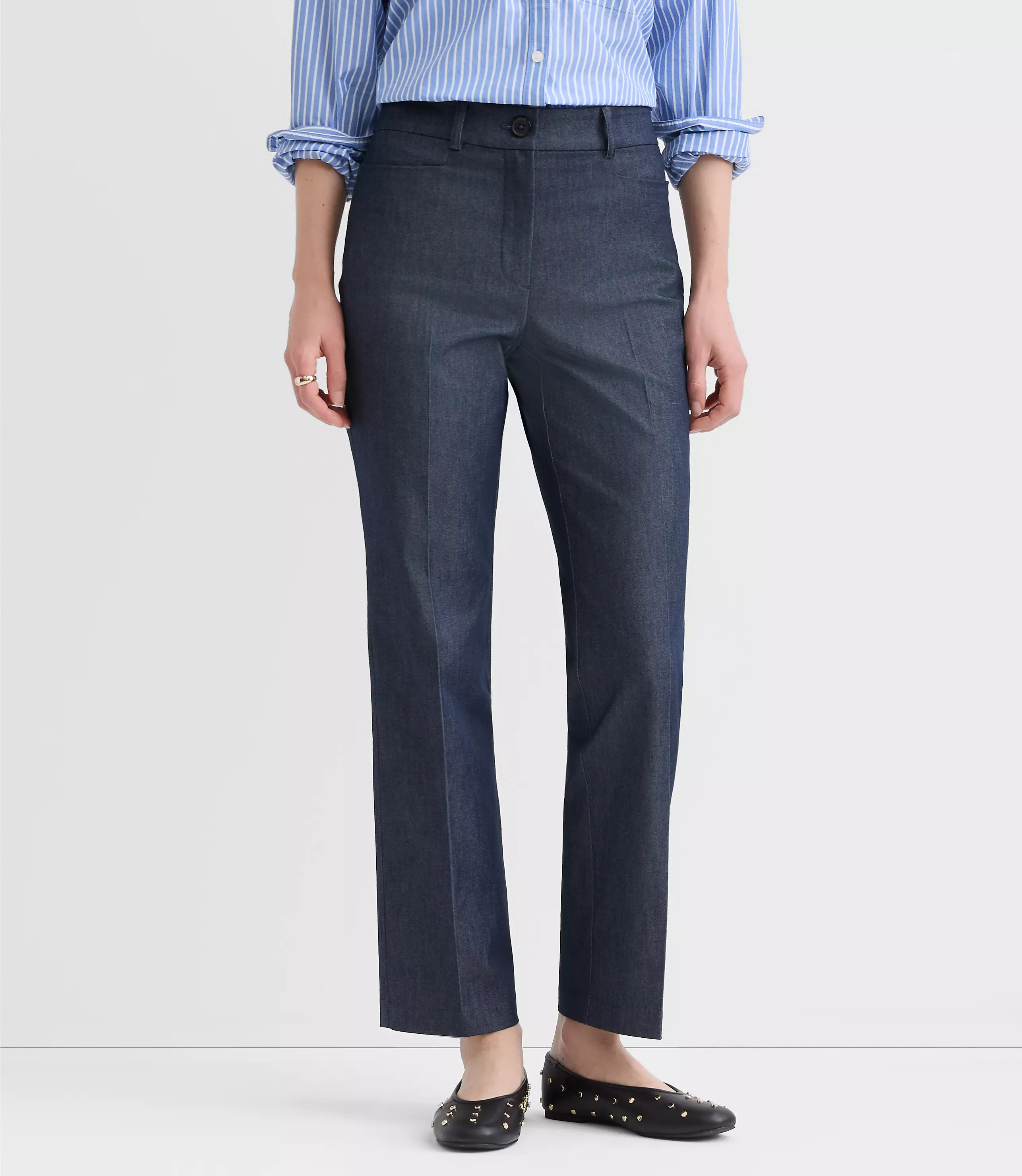 Parker Straight Pants in Refined Denim | LOFT