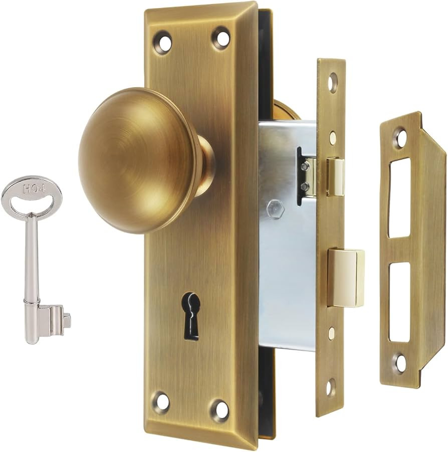ToPToToo Mortise Lock Set for Interior Door, Vintage Antique Door Knobs with Lock and Skeleton Ke... | Amazon (US)