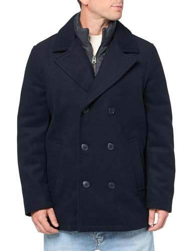 Levi's Men's Wool Classic Double-Breasted Peacoat Jacket, New Navy, Large | Amazon (US)