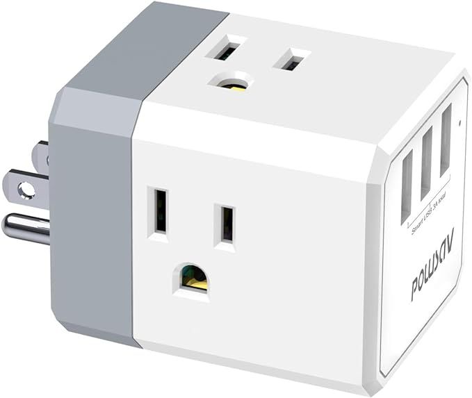 Multi Plug Outlet, Outlet expanders, POWSAV USB Wall Charger with 3 USB Ports(Smart 3.0A Total) a... | Amazon (US)