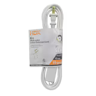 6 ft. 16/2 Light Duty Indoor Multi-Outlet Extension Cord, White | The Home Depot