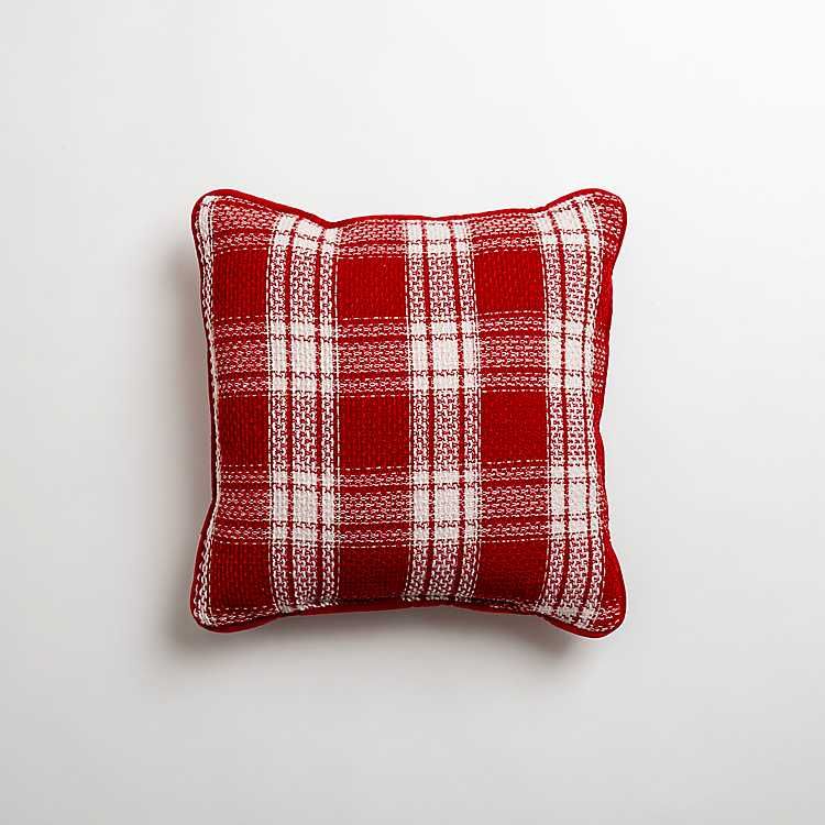 Mini Red and White Plaid Christmas Pillow | Kirkland's Home