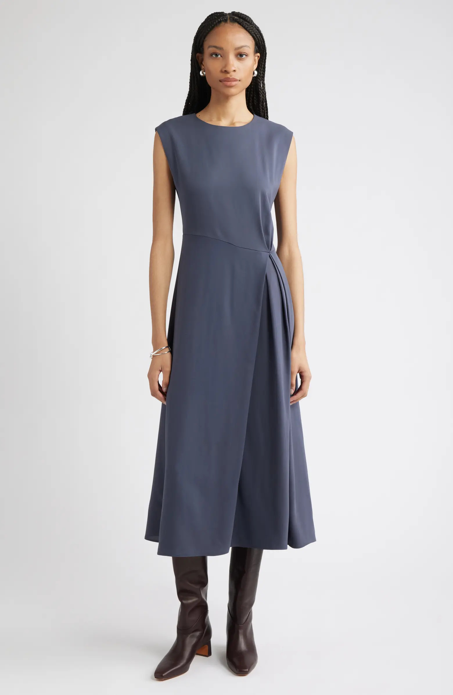 Nordstrom Front Pleat Midi Dress | Nordstrom | Nordstrom