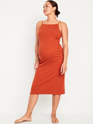 Maternity High Neck Rib-Knit Midi Dress | Old Navy (US)