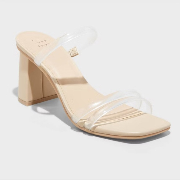 A New Day | Women's Stacy Mule Heels - Beige/Clear | 8 |NWT | Poshmark
