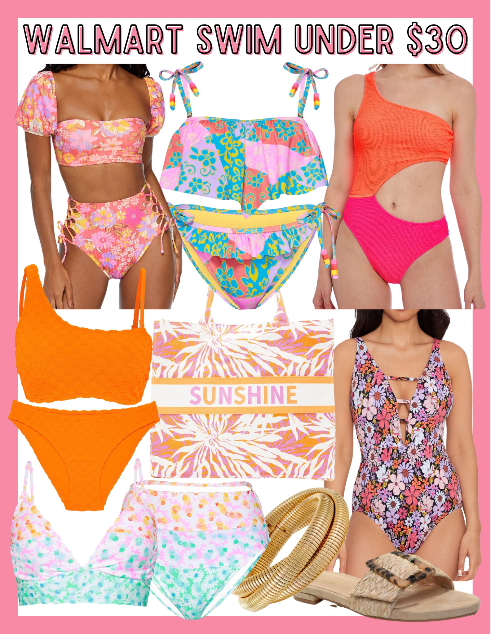 Walmart fashion / Walmart swimsuits / affordable swimwear / swimsuits / puff sleeve swimsuit / orange terry cloth swimsuit / designer inspired beach bag / beach tote / one piece swimsuits 

#LTKswim #LTKtravel #LTKunder50