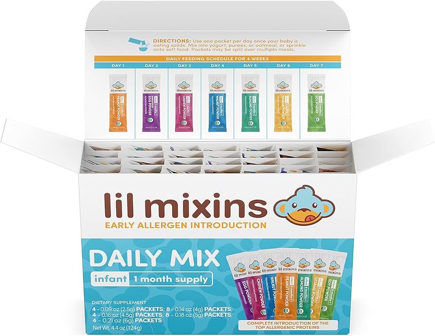 Lil Mixins Early Allergen Introduction Powder, Daily Mix | Peanut, Egg, Cashew, Walnut, Almond, S... | Amazon (US)