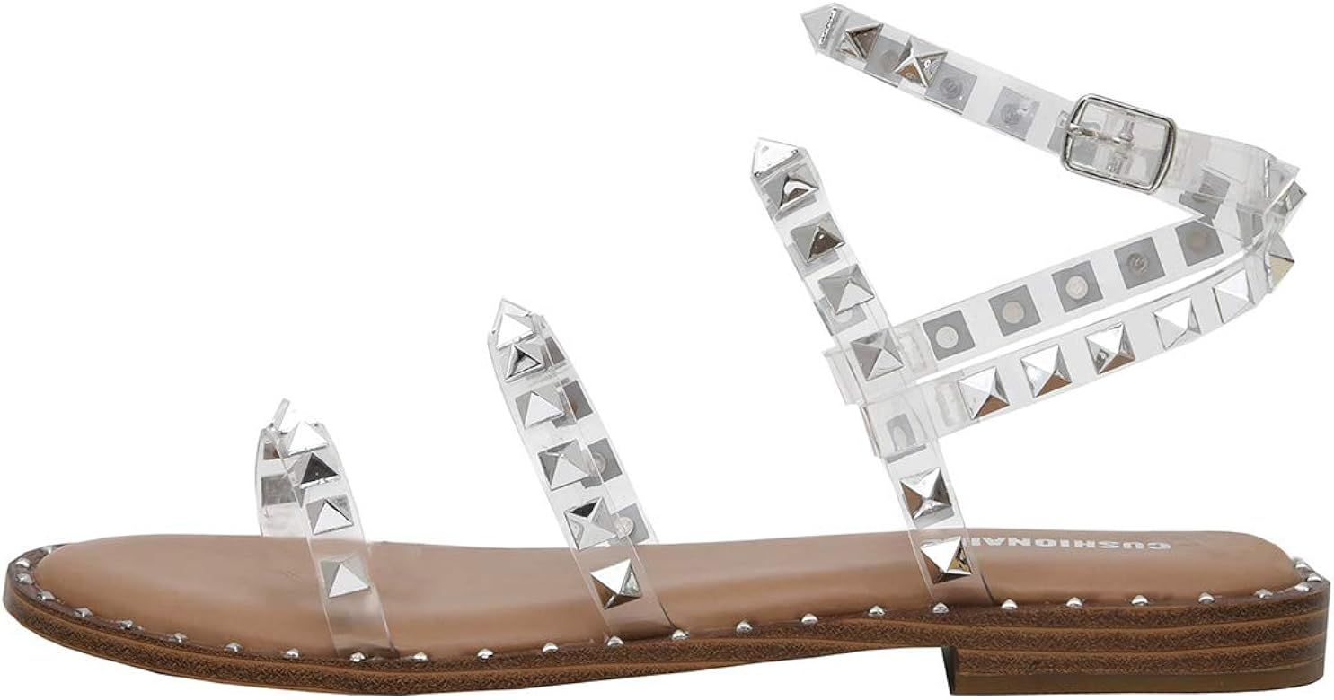 Women's Tatum Studded Ankle Strap Sandal with Memory Foam +Wide Widths Available | Amazon (US)