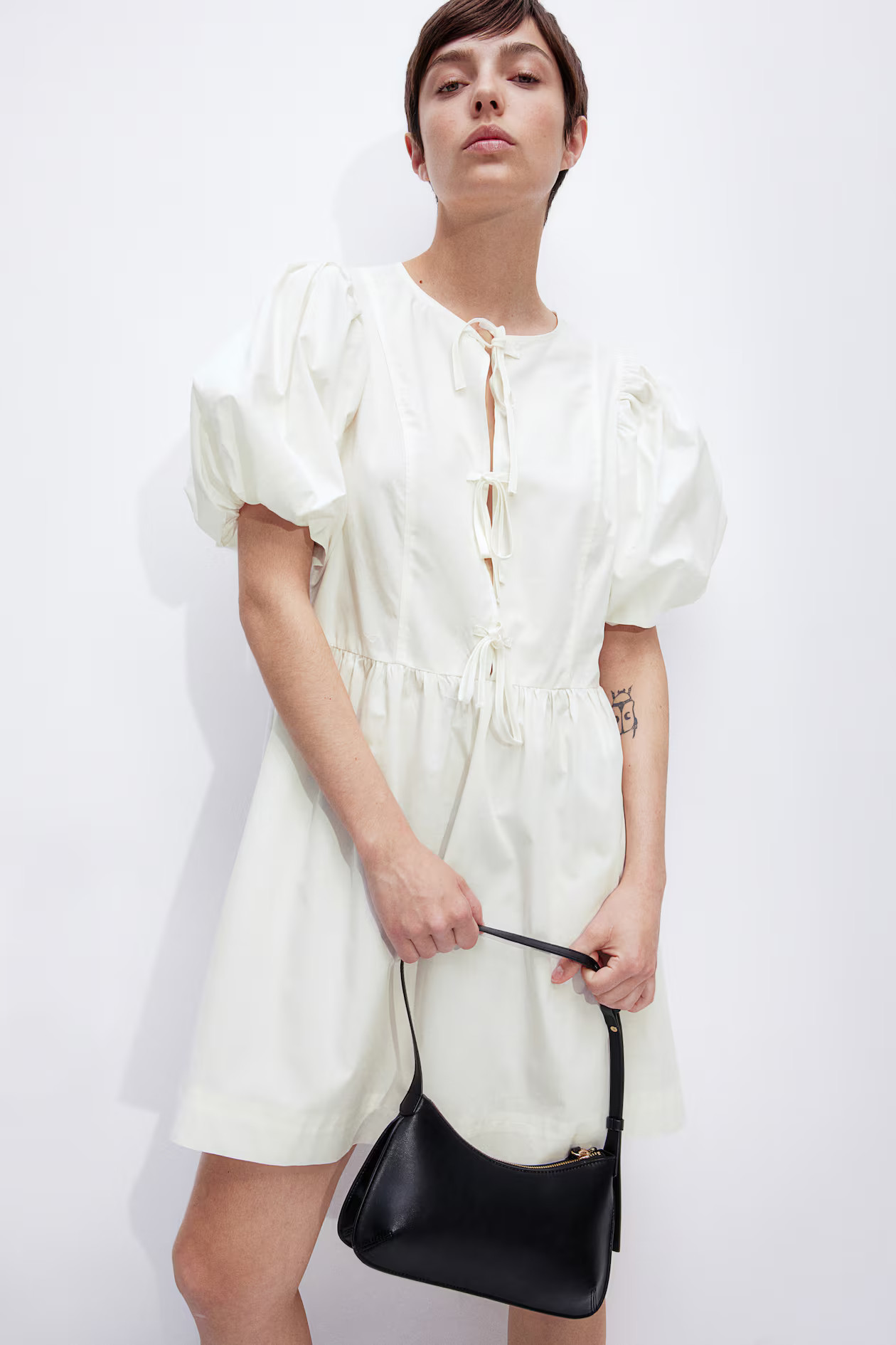 Tie-detail Puff-sleeved Dress | H&M (US + CA)