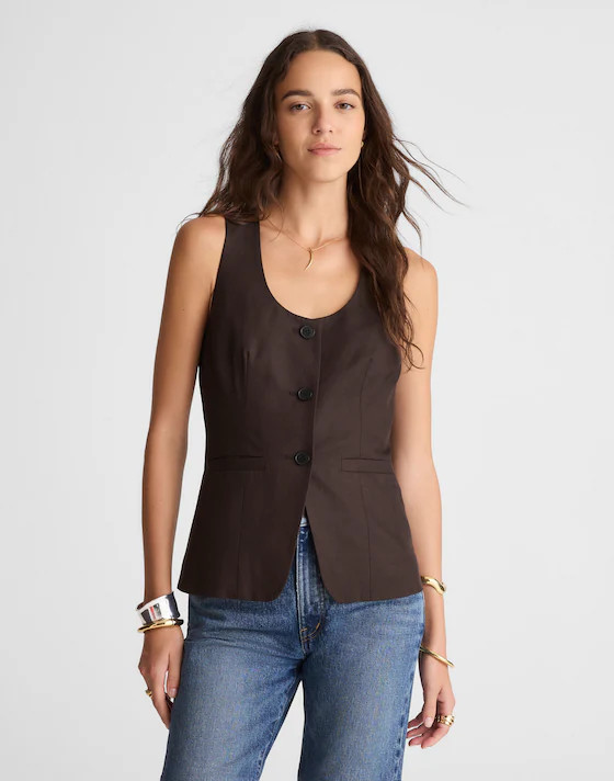 Scoopneck Cutaway Vest in Drapey Twill | Madewell | Madewell