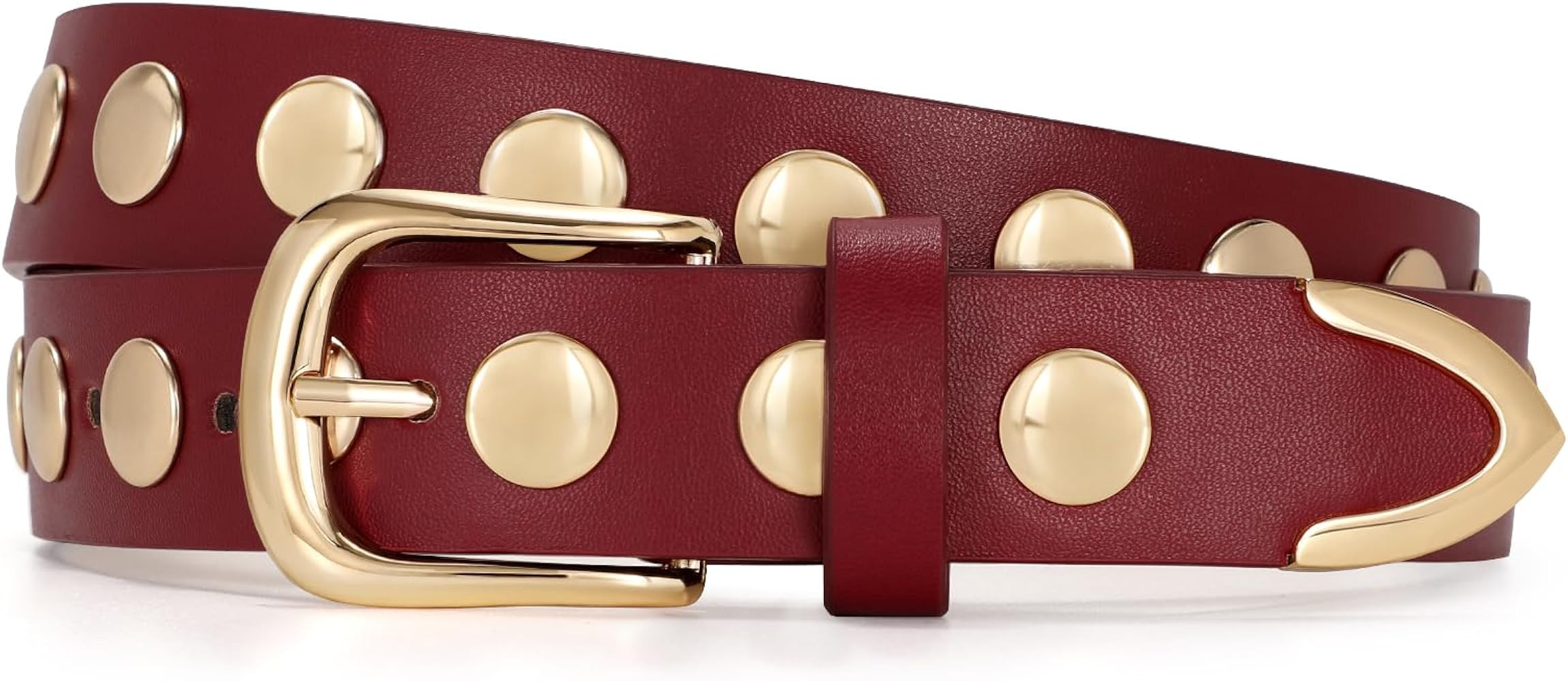 JASGOOD Women Fashion Leather Belt Punk Studded Belt for Jeans Pants Dresses | Amazon (US)