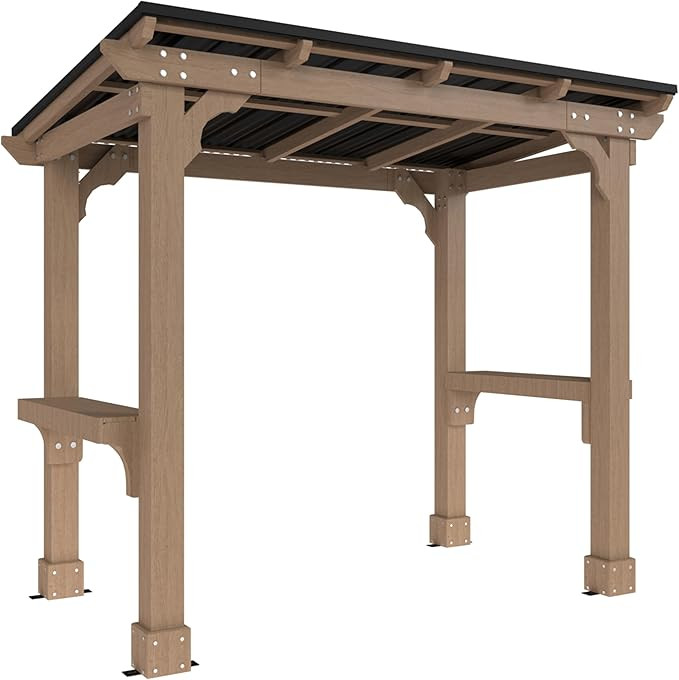 BlueWish 8' x5' Outdoor Grill Gazebo, Wood Grill Gazebo with Metal Sloping Roof, Heavy Duty Cedar... | Amazon (US)