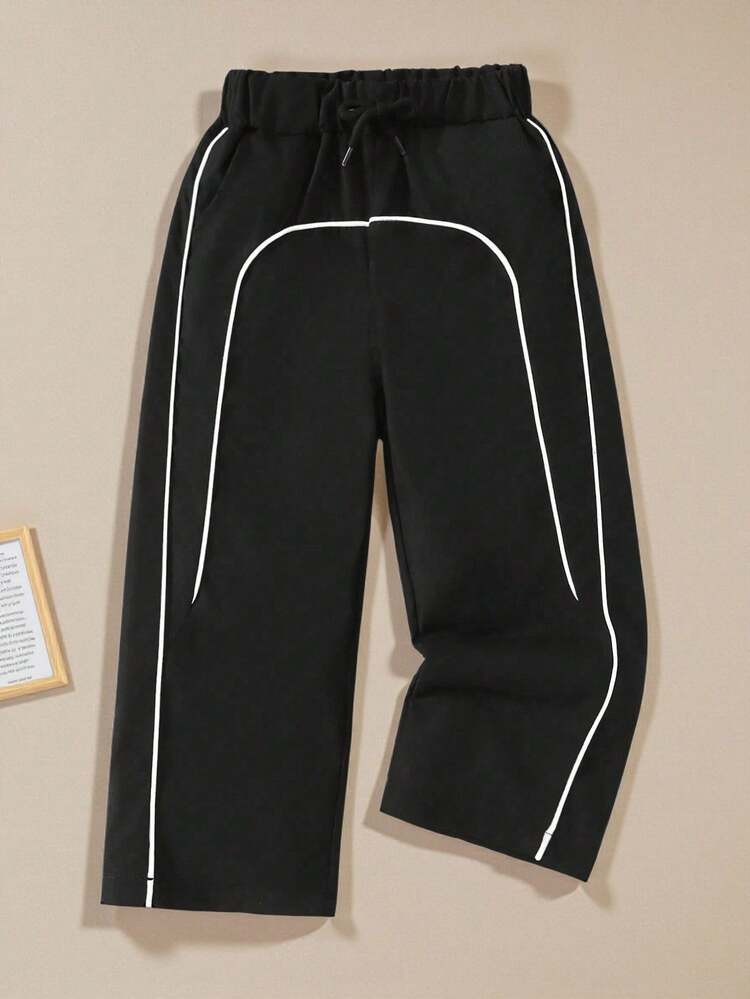 SHEIN Young Boy Fashionable & Versatile Drawstring Loose Fit Straight Leg Cargo Pants, Autumn/Win... | SHEIN