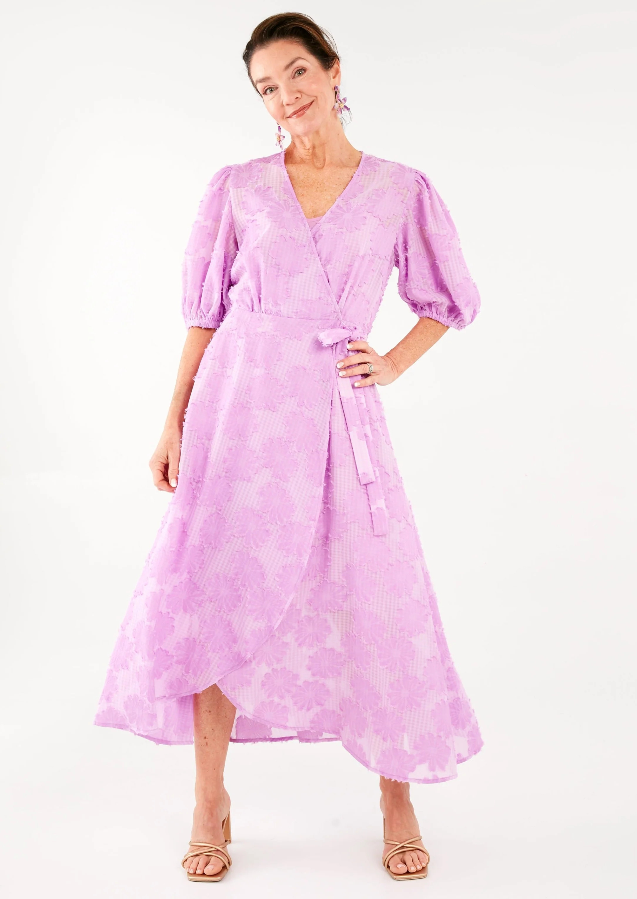 Diane Dress Lavender Sunflower Chiffon | Abbey Glass