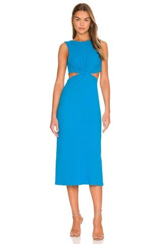 Line & Dot Willow Backless Midi Dress in Capri Blue from Revolve.com | Revolve Clothing (Global)