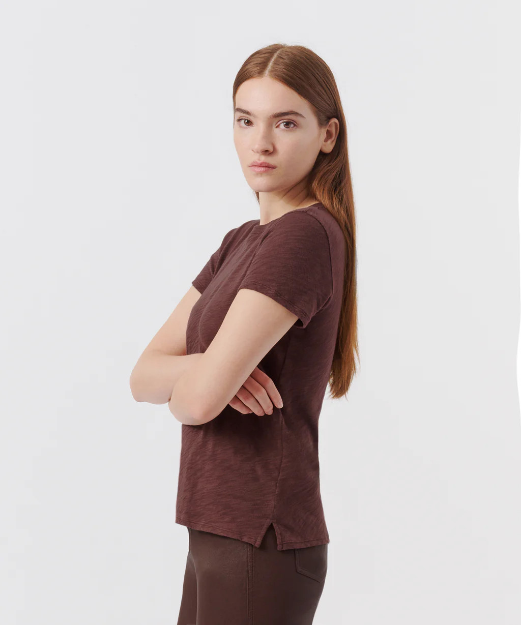 Slub Jersey Schoolboy Crew Neck Tee - Chocolate | ATM Collection