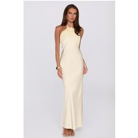 Irresistibly Sleek Halter Satin Maxi Dress Yellow | Hello Molly (US)