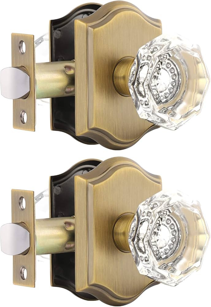 Gobrico Clear Glass Crystal Passage Door Knobs,Antique Brass Interior Crystal Door Handles for Ha... | Amazon (US)