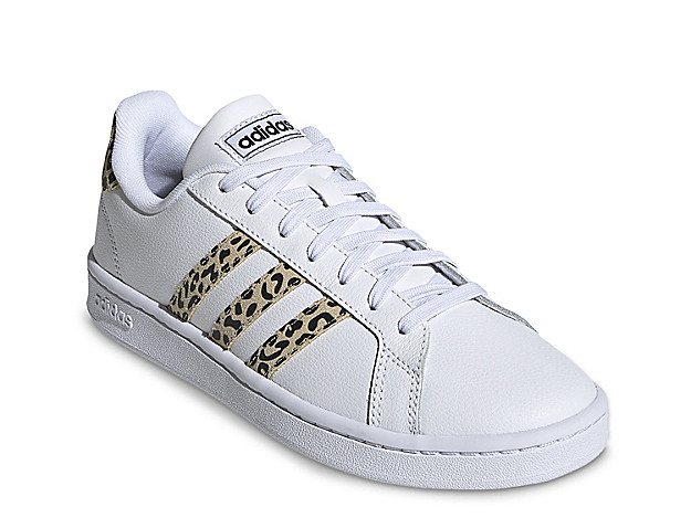adidas Grand Court Sneaker - Women's - Tan/White Leopard Print | DSW