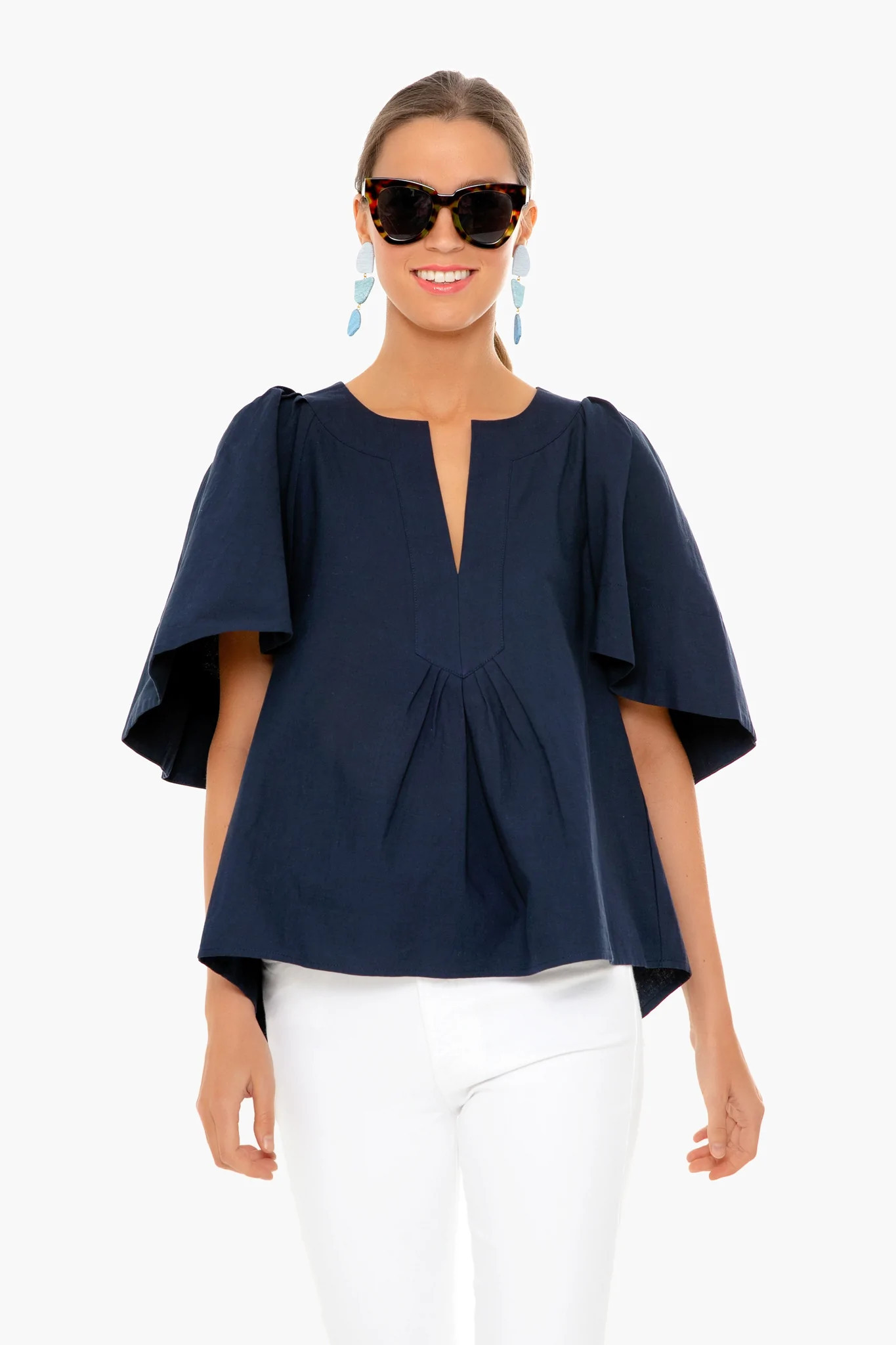 Navy Finley Flutter Sleeve Top 
                Pomander Place | Tuckernuck (US)