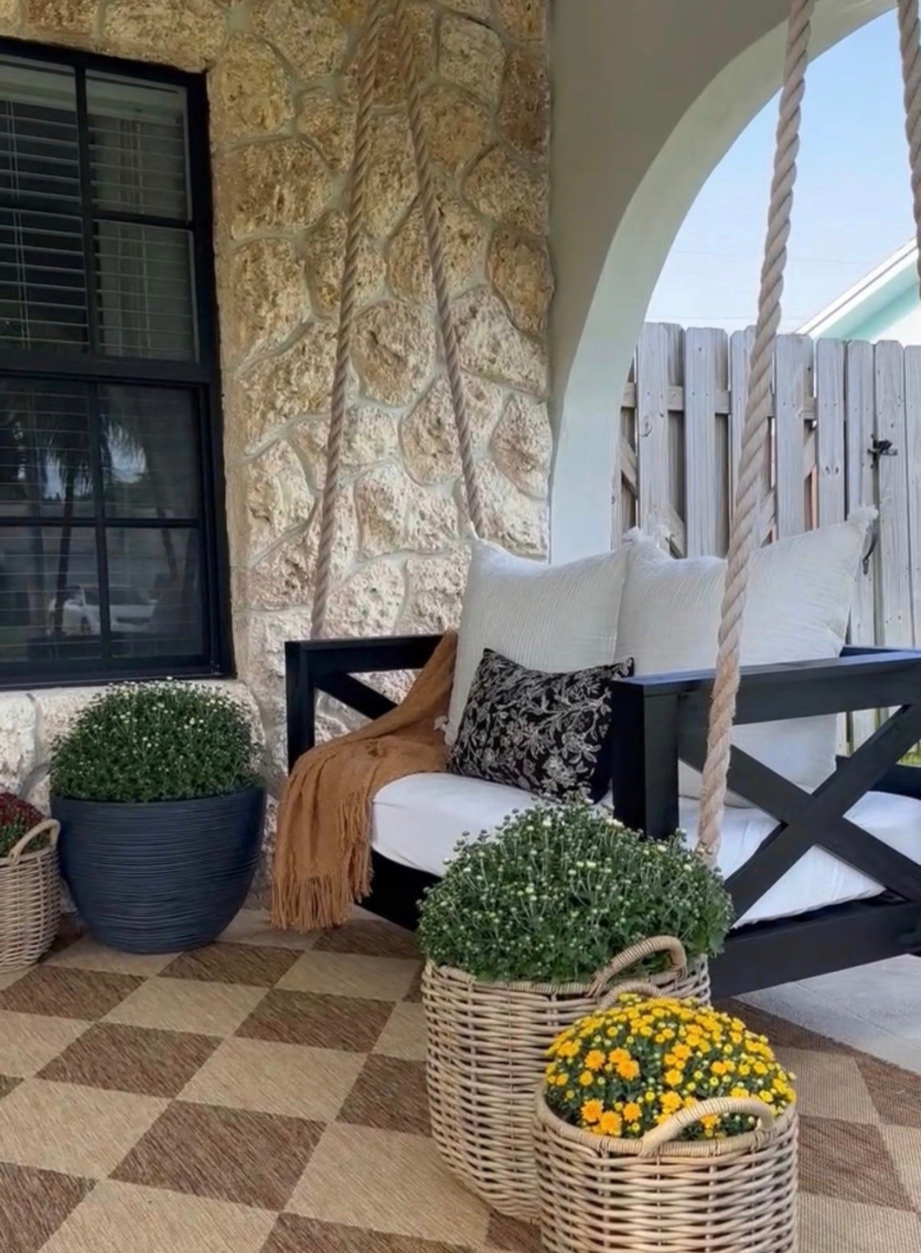 Fall porch swing! Loving the cozy layers. This outdoor rug, Fall color throws and lots of pillows. 

Fall decor
Fall porch 
Fall
Porch 
Front porch 
Daybed
Porch swing 
Autumn 
Mums
Pumpkins 
Wayfair
Labor Day sale
Walmart 
Target 
McGee 
Magnolia 
Pottery barn 
Cottage 
Modern farmhouse 
Cozy home 
Home decor
Interior design 
Family

#LTKSeasonal #LTKHome #LTKSaleAlert