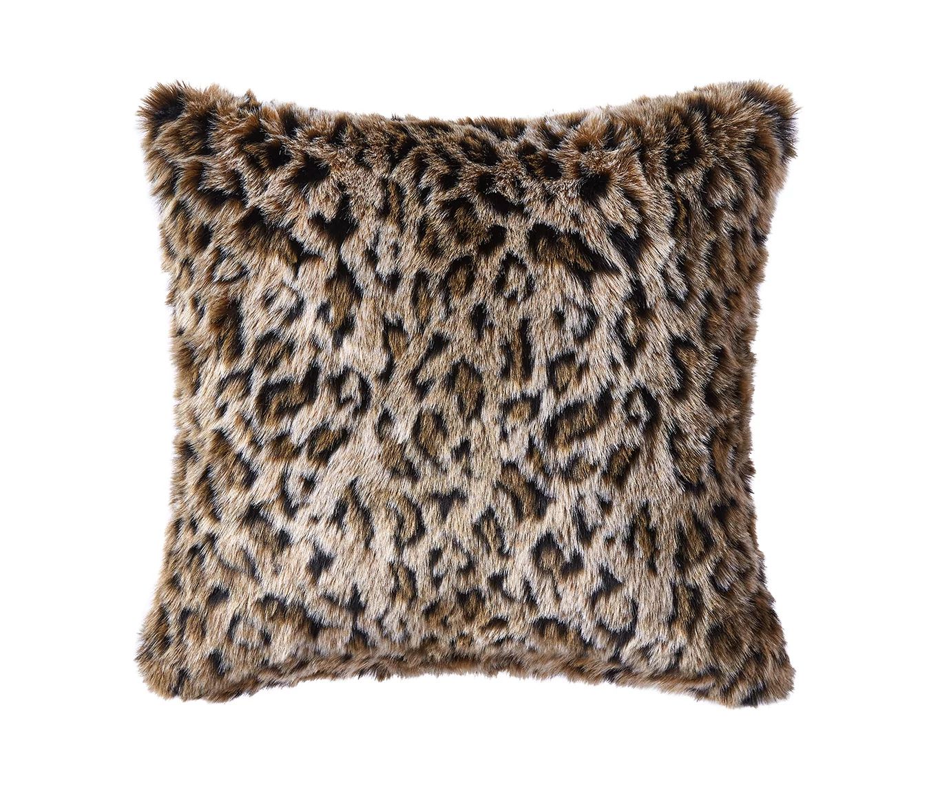 Mainstays Leopard Soft Faux Fur Square Decorative Throw Pillow, 18 x 18, Single Pillow - Walmart.... | Walmart (US)
