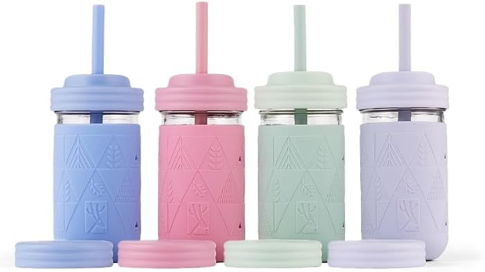 Elk and Friends Kids + Toddler Glass Cups | The Original 12oz Glass Mason Jar with Sleeves + Lids... | Amazon (US)