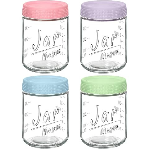 16 oz Overnight Oats Containers with Lids, 4-Pack Leak-Proof Wide Mouth Mason Jars & Separate Com... | Amazon (US)