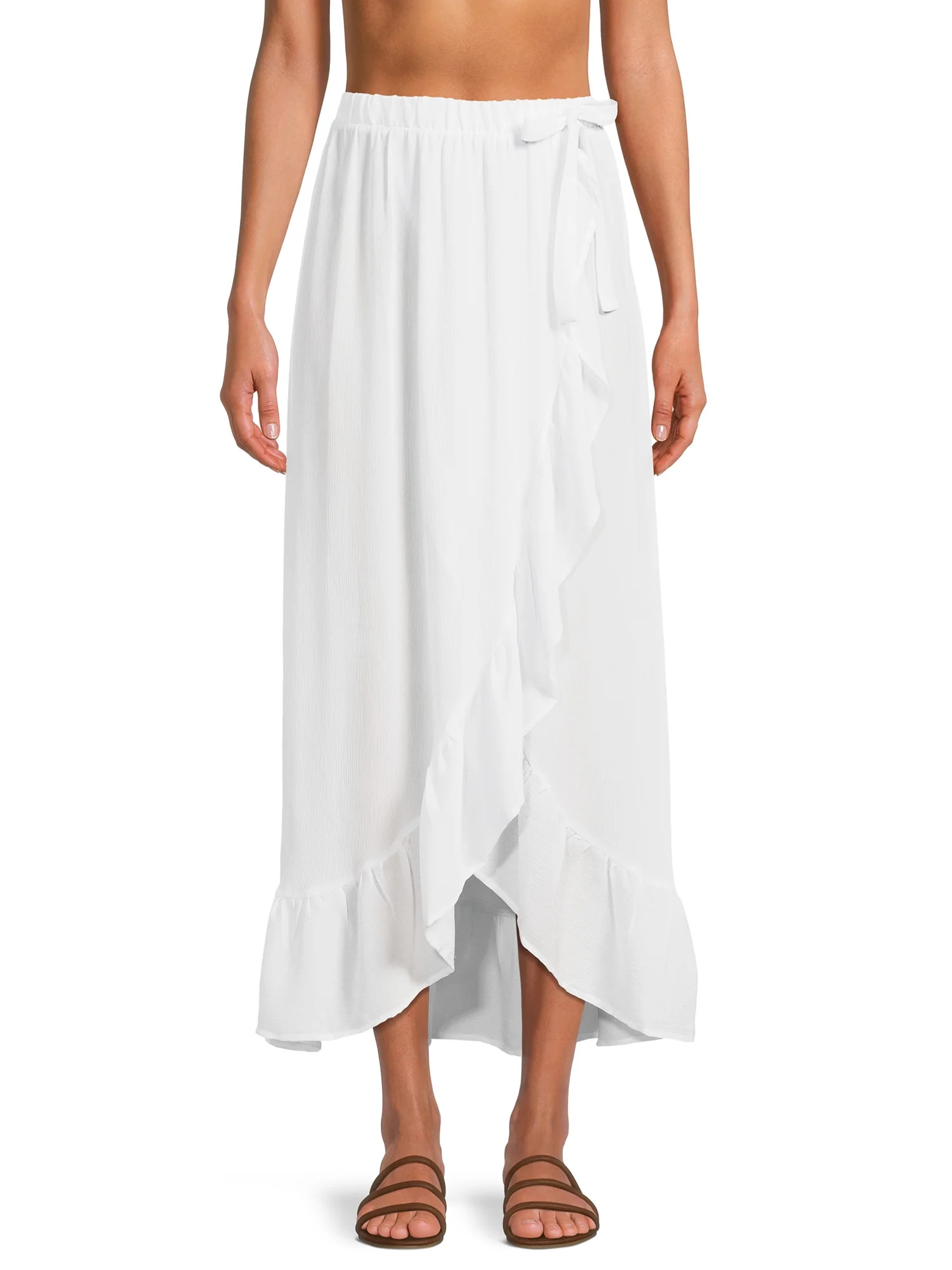 Time and Tru Women's and Women's Plus Ruffle Trim Skirt Cover Up | Walmart (US)