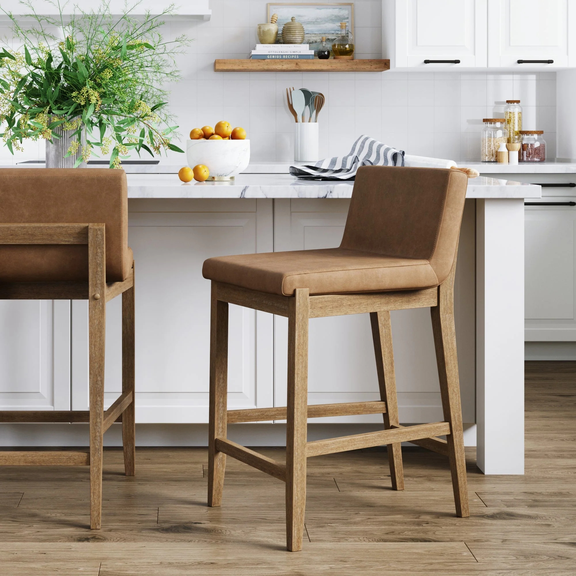 Wood Counter Height Bar Stool Light Brown | Nathan James