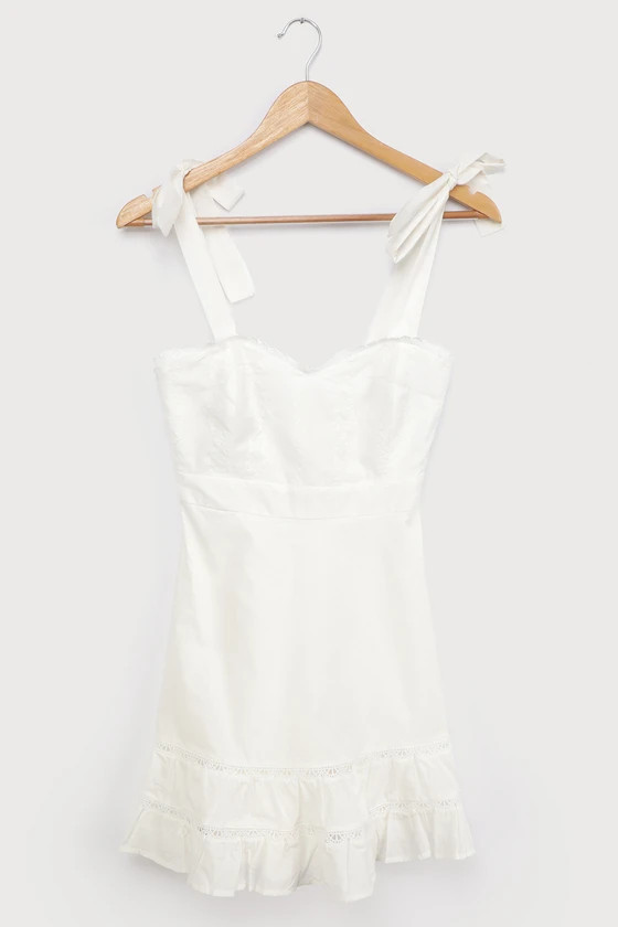 Flow It Out White Embroidered Tie-Strap Mini Dress | Lulus (US)