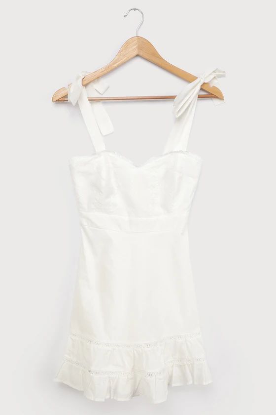 Flow It Out White Embroidered Tie-Strap Mini Dress | Lulus (US)