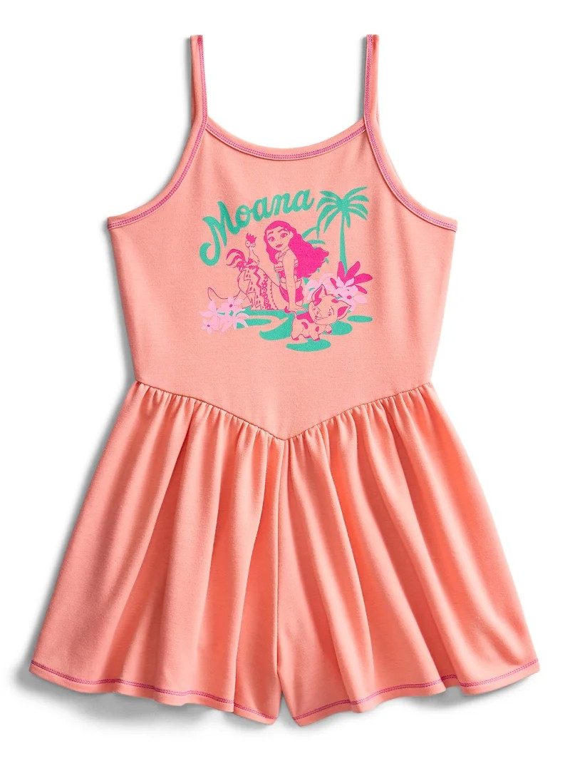 Moana Girls Sleeveless Graphic Romper, Sizes 4-12 | Walmart (US)