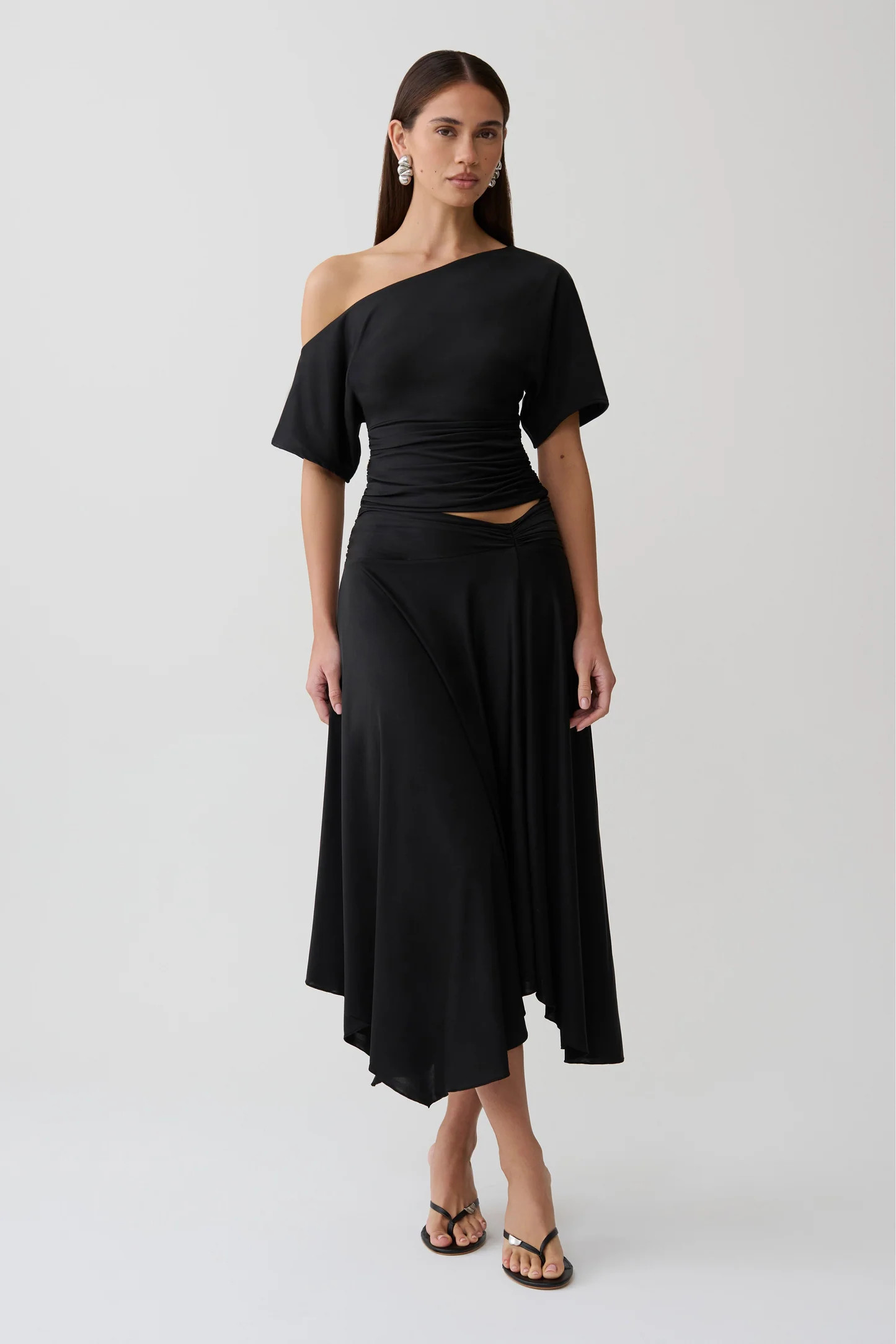 Luu Slinky Midi Skirt - Black | MESHKI US