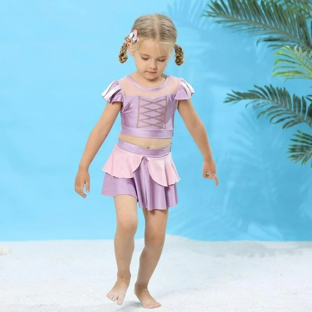 Girls Princess Two Piece Swimsuit Toddler Bikini Set Ruffle Bathing Suit Swim Wear Dress Up - Wal... | Walmart (US)