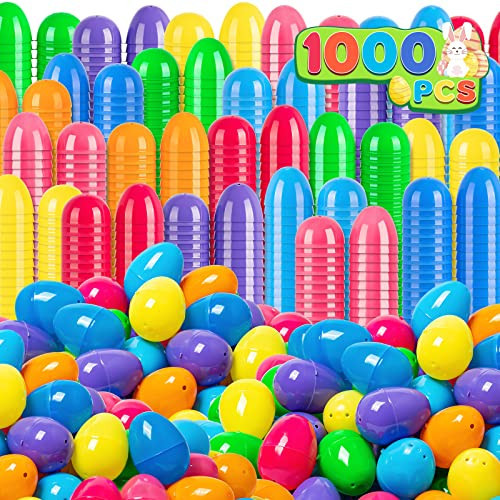 Birebebys 1000 PCS Plastic Easter Eggs Bulk, 2.4" Empty Easter Eggs in 8 Colors, Fillable Easter Egg for Easter Hunt, Basket Stuffers Fillers, Classroom Prizes, Party Favors Supplies Decoration | Amazon (US)