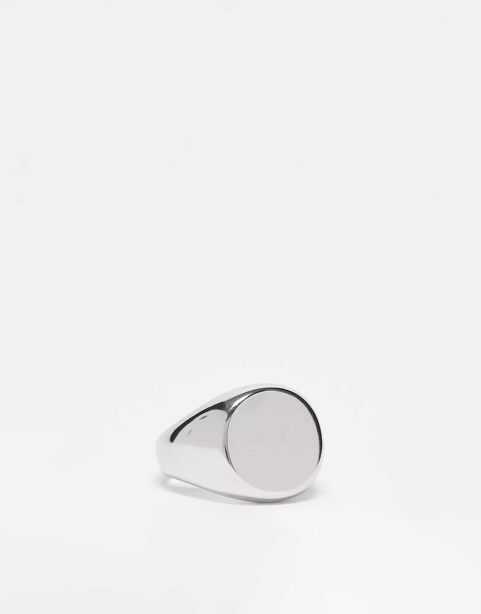 Lost Souls stainless steel basic circle signet ring in silver | ASOS (Global)