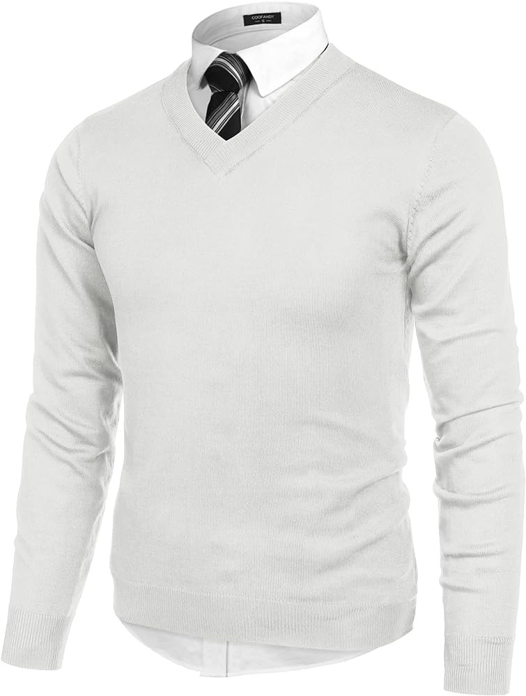 COOFANDY Mens V Neck Dress Sweater Long Sleeve Slim Fit Fashion Pullover Sweater | Amazon (US)