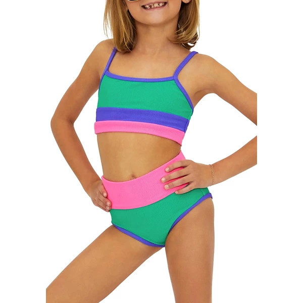 Girls' Beach Riot Little Eva Swim Bikini Set 7/8 Technicolor Colorblock | Scheels