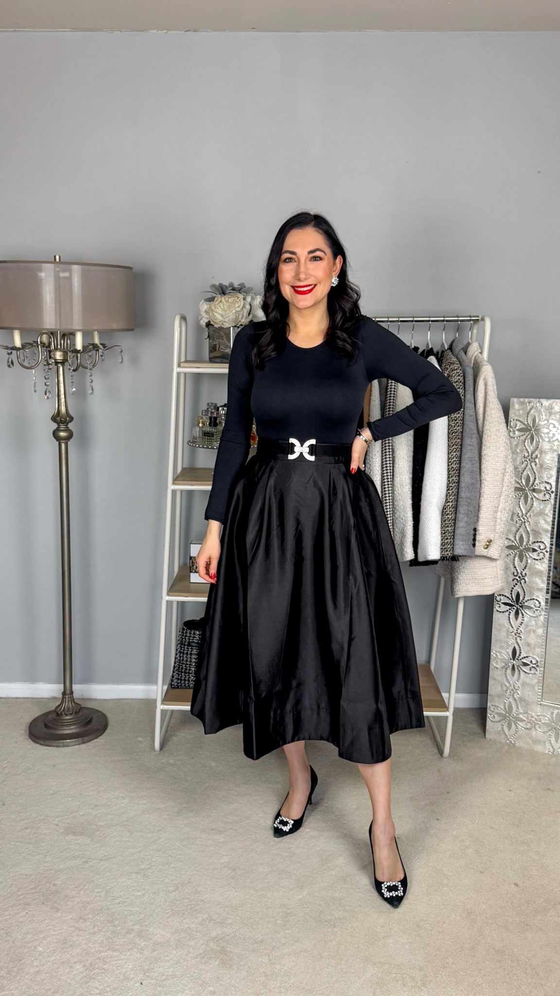 Merry Christmas 🎄🎁 

Black bodysuit 
Black midi skirt size small, TTS
Crystal buckle black heels 

Christmas outfit 
NYE outfit 
New Year’s Eve outfit 
Wedding guest outfit 
Date night outfit 
Special occasion 

#LTKootd #LTKHoliday #LTKWedding