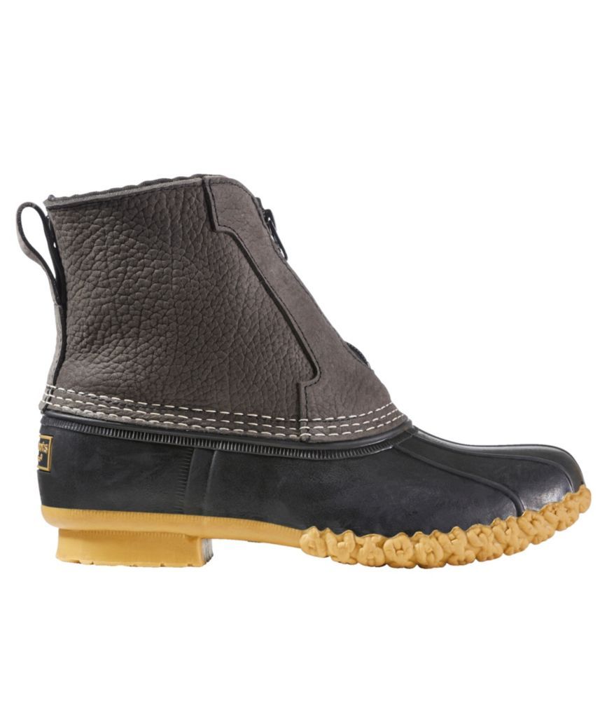 Women's Bean Duck Boots, 7" Fleece-Lined Front-Zip Graphite/Black/Gum/Red Black Plaid 8(B), Suede Le | L.L. Bean