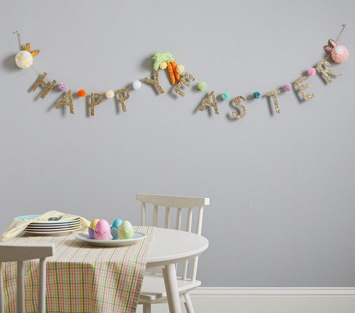 Happy Easter Pom-Pom Garland | Pottery Barn Kids